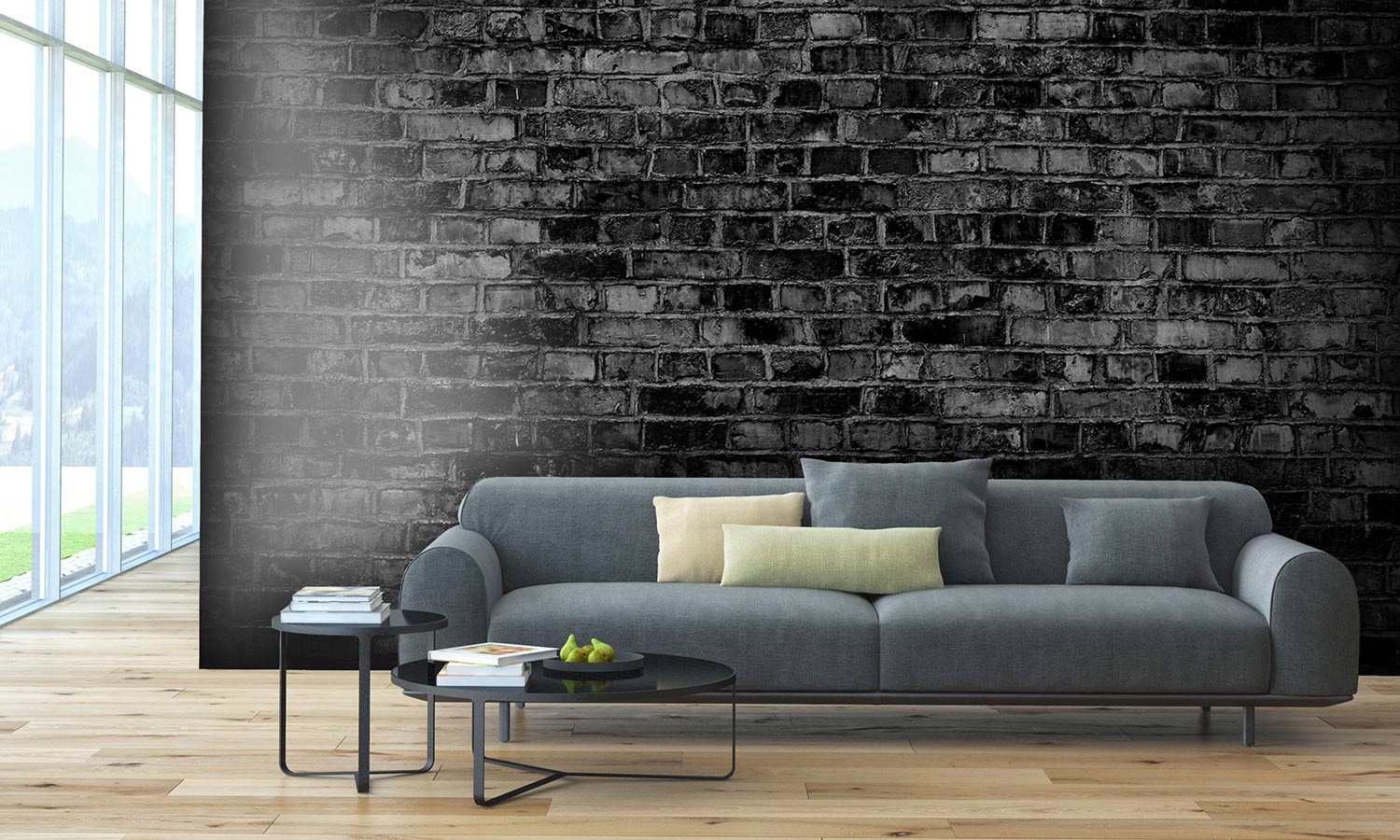 Samolepilne stenske Fototapeta Black brick wall SW031-Life-decor.si