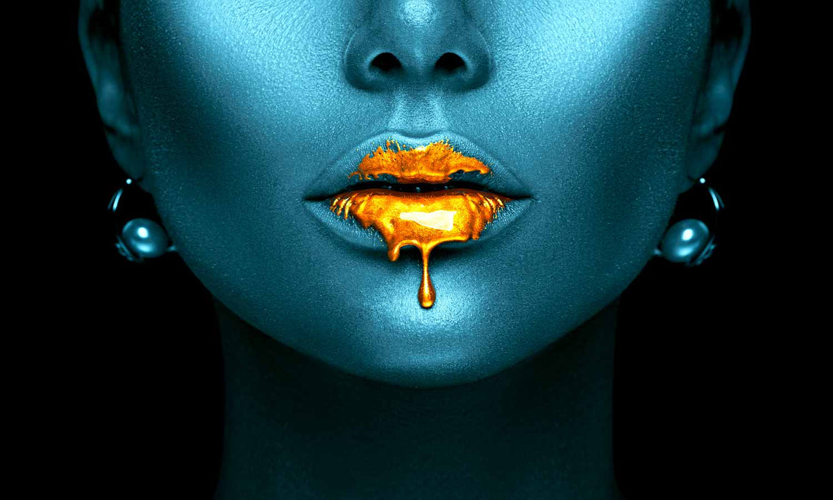 Samolepilne stenske Fototapeta Gold Lips SW667-Life-decor.si