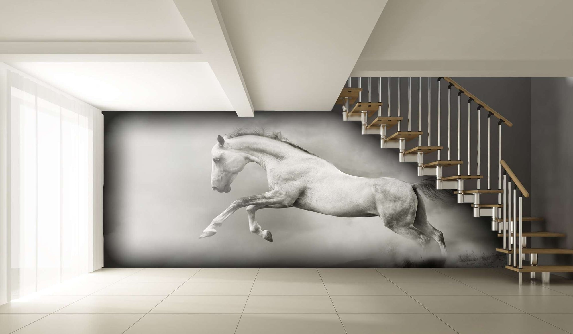 Samolepilne stenske Fototapeta Silver-white stallion SW052-Life-decor.si