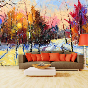 Samolepilne stenske Fototapeta Sunset in winter wood SW189-Life-decor.si