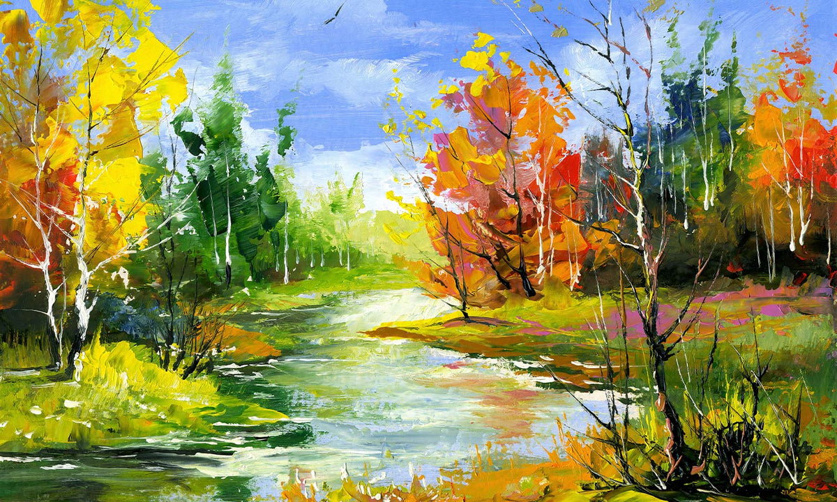 Slika za na steno Autumn landscape with the wood river - AP162-Life-decor.si