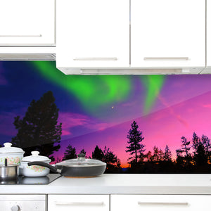 Stakla za kuhinje Aurora Borealis - PVC plošče / Pleksi steklo - s tiskom za kuhinjo, Zidne obloge PKU260-Life-decor.si