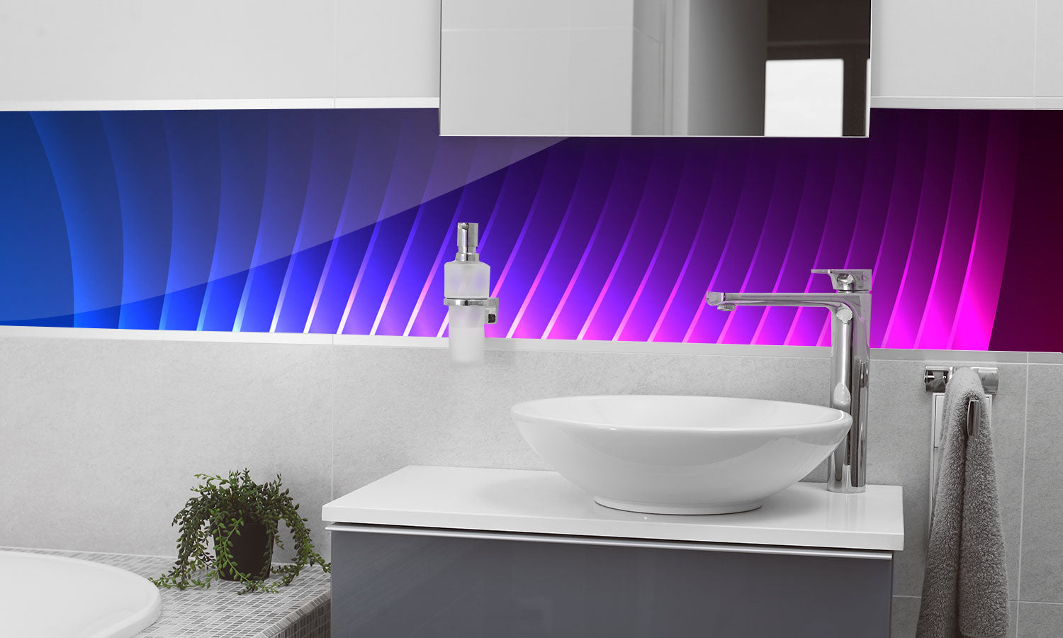 Stakla za kuhinje Blue Light purple - PVC plošče / Pleksi steklo - s tiskom za kuhinjo, Zidne obloge PKU272-Life-decor.si