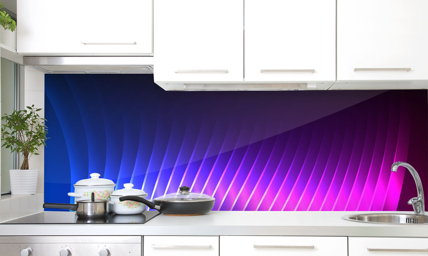 Stakla za kuhinje Blue Light purple - PVC plošče / Pleksi steklo - s tiskom za kuhinjo, Zidne obloge PKU272-Life-decor.si