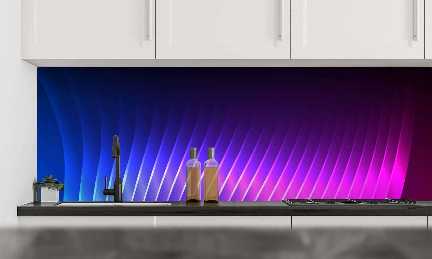 Stakla za kuhinje Blue Light purple - PVC plošče / Pleksi steklo - s tiskom za kuhinjo, Zidne obloge PKU272-Life-decor.si