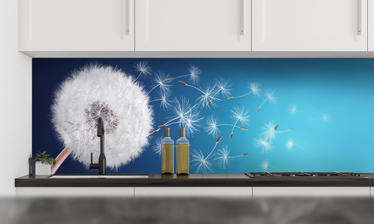 Stakla za kuhinje Dandelion field - PVC plošče / Pleksi steklo - s tiskom za kuhinjo, Zidne obloge PKU279-Life-decor.si