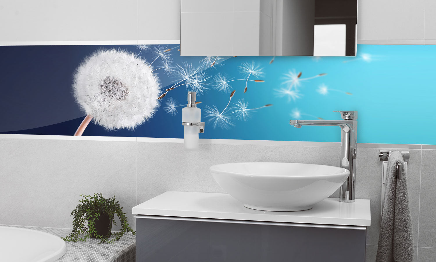 Stakla za kuhinje Dandelion field - PVC plošče / Pleksi steklo - s tiskom za kuhinjo, Zidne obloge PKU279-Life-decor.si