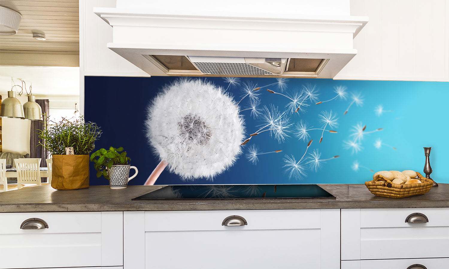 Stakla za kuhinje Dandelion field - PVC plošče / Pleksi steklo - s tiskom za kuhinjo, Zidne obloge PKU279-Life-decor.si