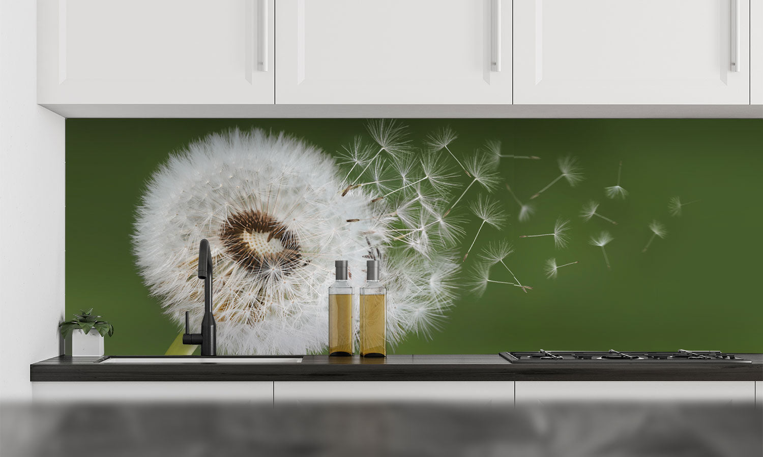 Stakla za kuhinje Dandelion seed - PVC plošče / Pleksi steklo - s tiskom za kuhinjo, Zidne obloge PKU280-Life-decor.si