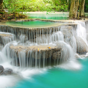 Stakla za kuhinje Deep forest Waterfall - PVC plošče / Pleksi steklo - s tiskom za kuhinjo, Zidne obloge PKU311-Life-decor.si