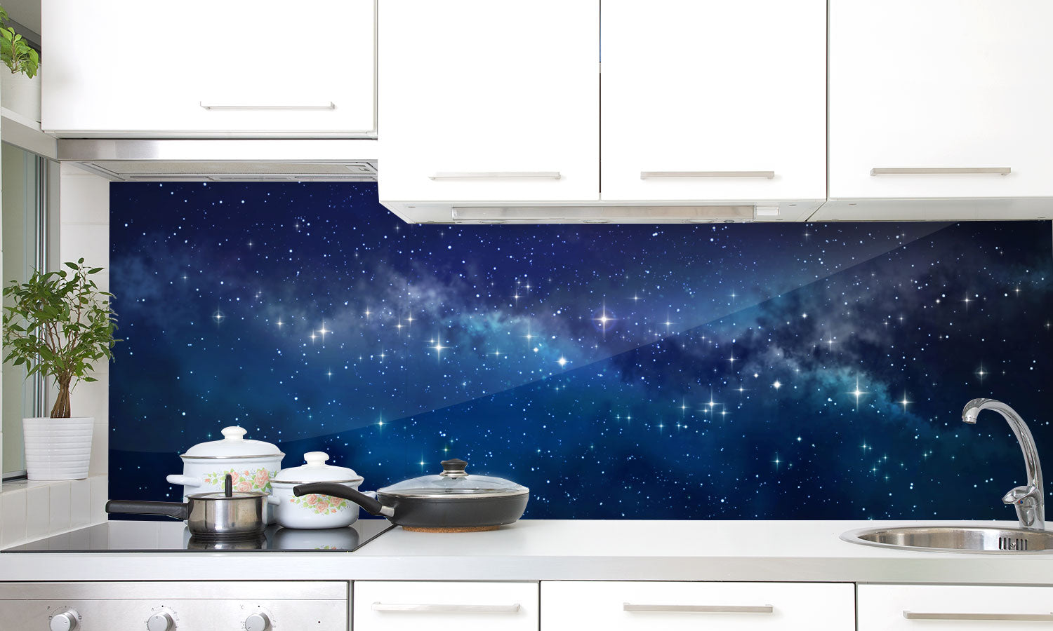 Stakla za kuhinje Deep space - PVC plošče / Pleksi steklo - s tiskom za kuhinjo, Zidne obloge PKU263-Life-decor.si