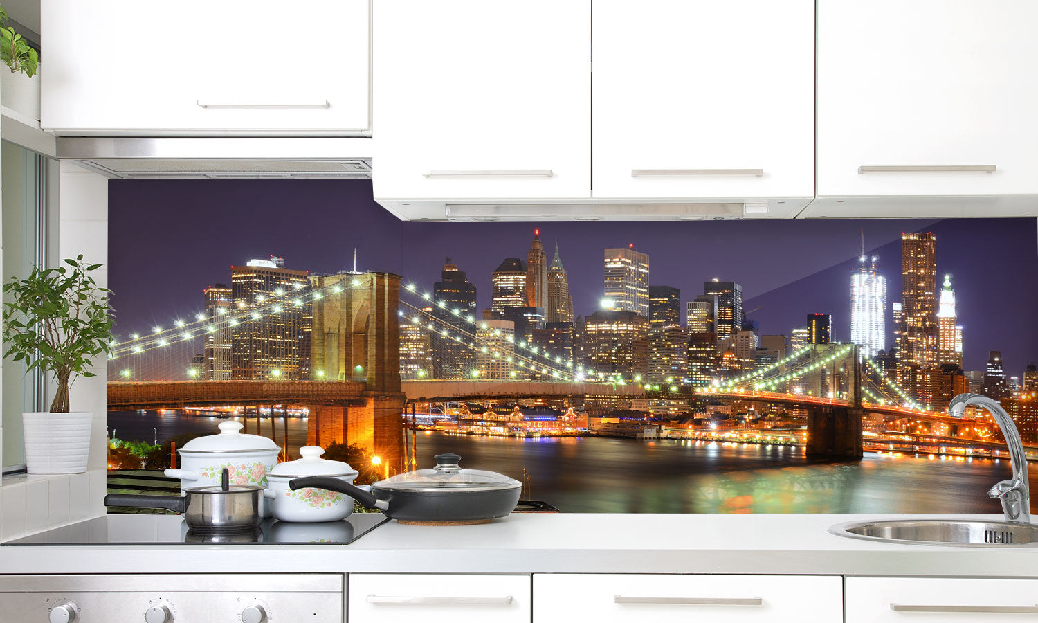 Stakla za kuhinje Manhattan Skyline - PVC plošče / Pleksi steklo - s tiskom za kuhinjo, Zidne obloge PKU301-Life-decor.si