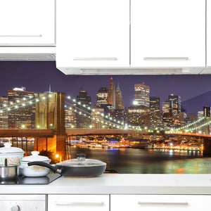 Stakla za kuhinje Manhattan Skyline - PVC plošče / Pleksi steklo - s tiskom za kuhinjo, Zidne obloge PKU301-Life-decor.si