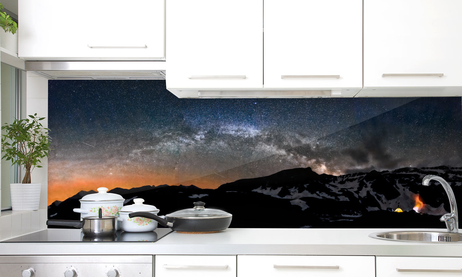 Stakla za kuhinje Milky Way stars panorama - PVC plošče / Pleksi steklo - s tiskom za kuhinjo, Zidne obloge PKU264-Life-decor.si