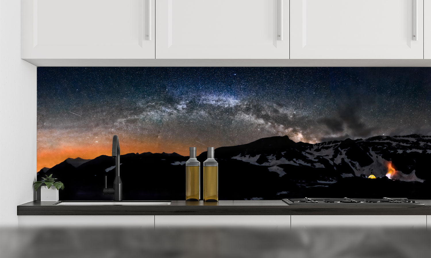 Stakla za kuhinje Milky Way stars panorama - PVC plošče / Pleksi steklo - s tiskom za kuhinjo, Zidne obloge PKU264-Life-decor.si