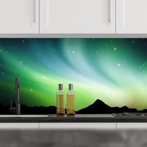 Stakla za kuhinje Northern lights - PVC plošče / Pleksi steklo - s tiskom za kuhinjo, Zidne obloge PKU257-Life-decor.si