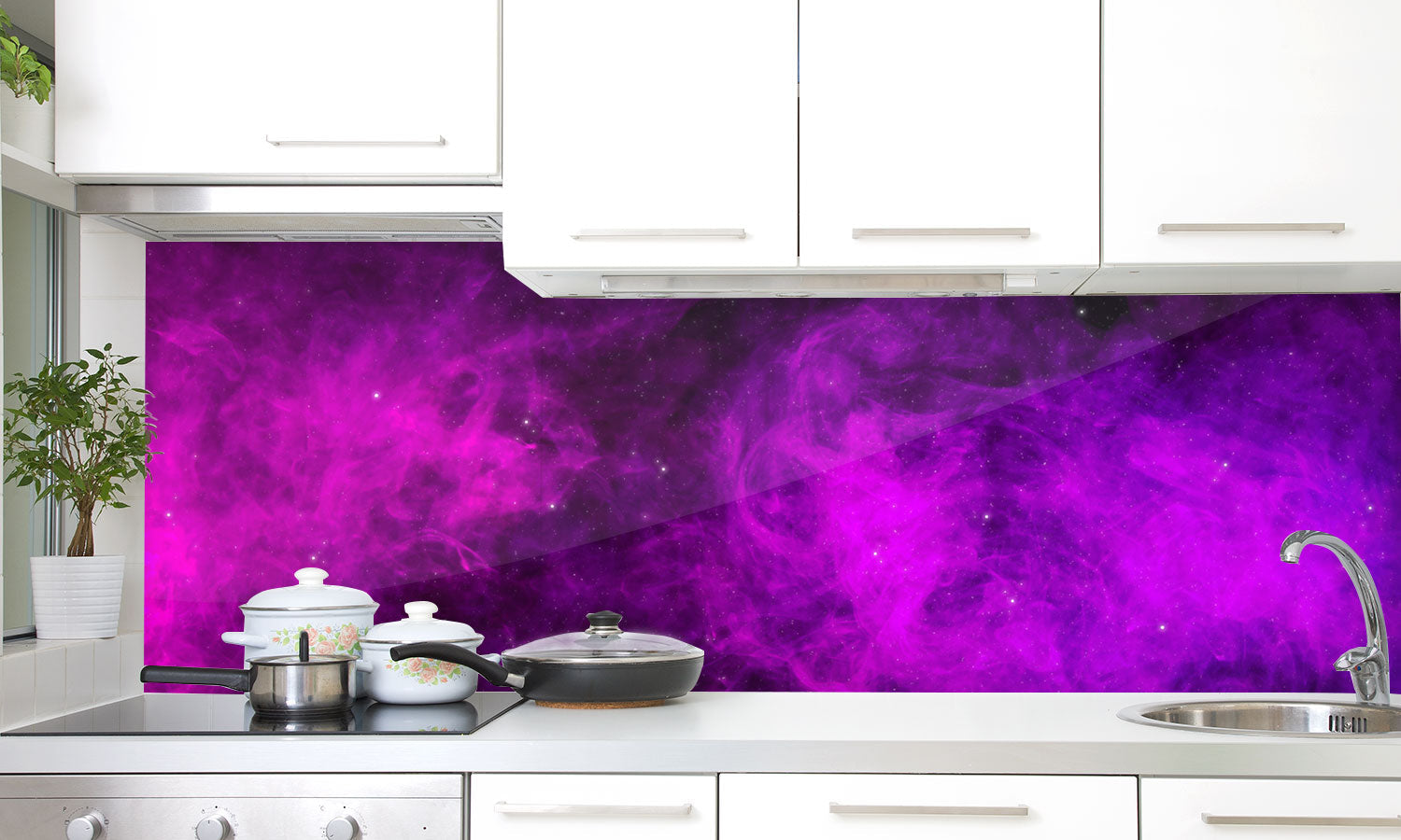 Stakla za kuhinje Pink and purple smoke - PVC plošče / Pleksi steklo - s tiskom za kuhinjo, Zidne obloge PKU271-Life-decor.si