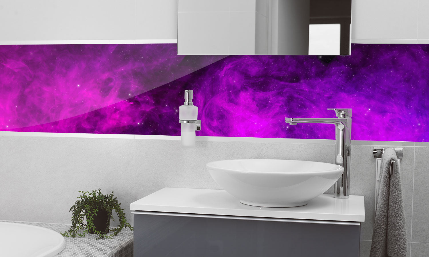 Stakla za kuhinje Pink and purple smoke - PVC plošče / Pleksi steklo - s tiskom za kuhinjo, Zidne obloge PKU271-Life-decor.si