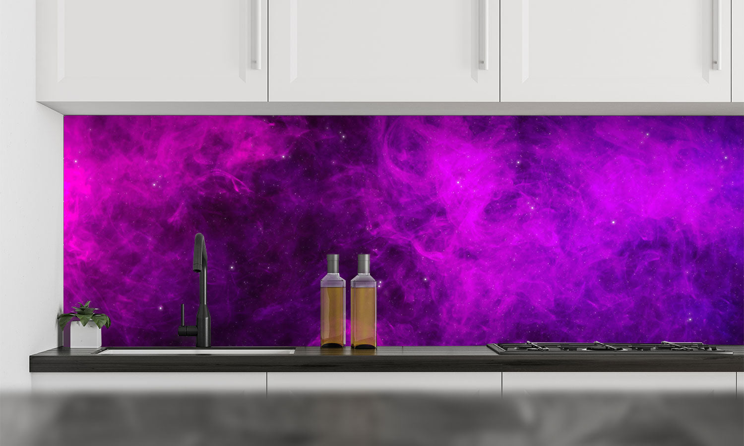 Stakla za kuhinje Pink and purple smoke - PVC plošče / Pleksi steklo - s tiskom za kuhinjo, Zidne obloge PKU271-Life-decor.si