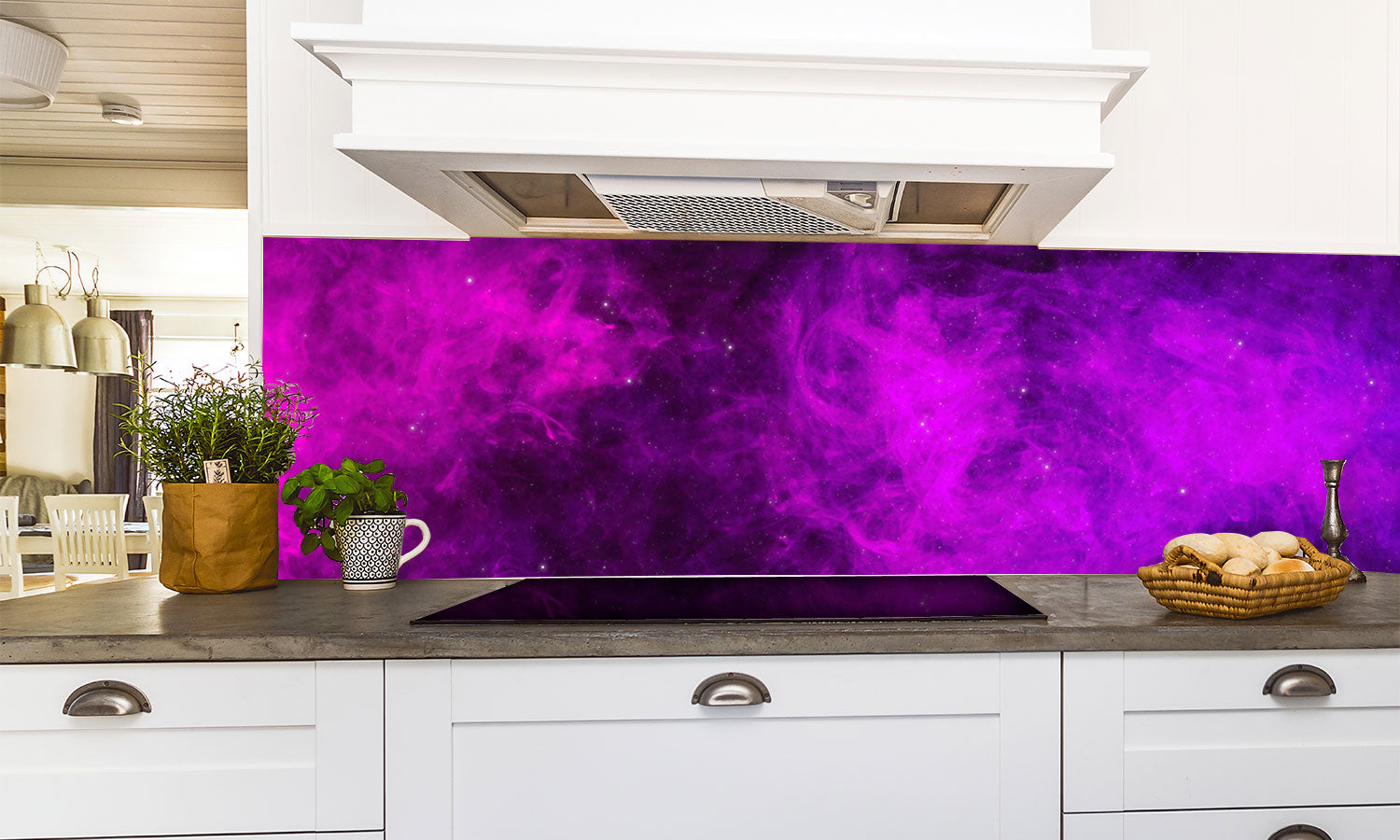 Stakla za kuhinje Pink and purple smoke - PVC plošče / Pleksi steklo - s tiskom za kuhinjo, Zidne obloge PKU271-Life-decor.si