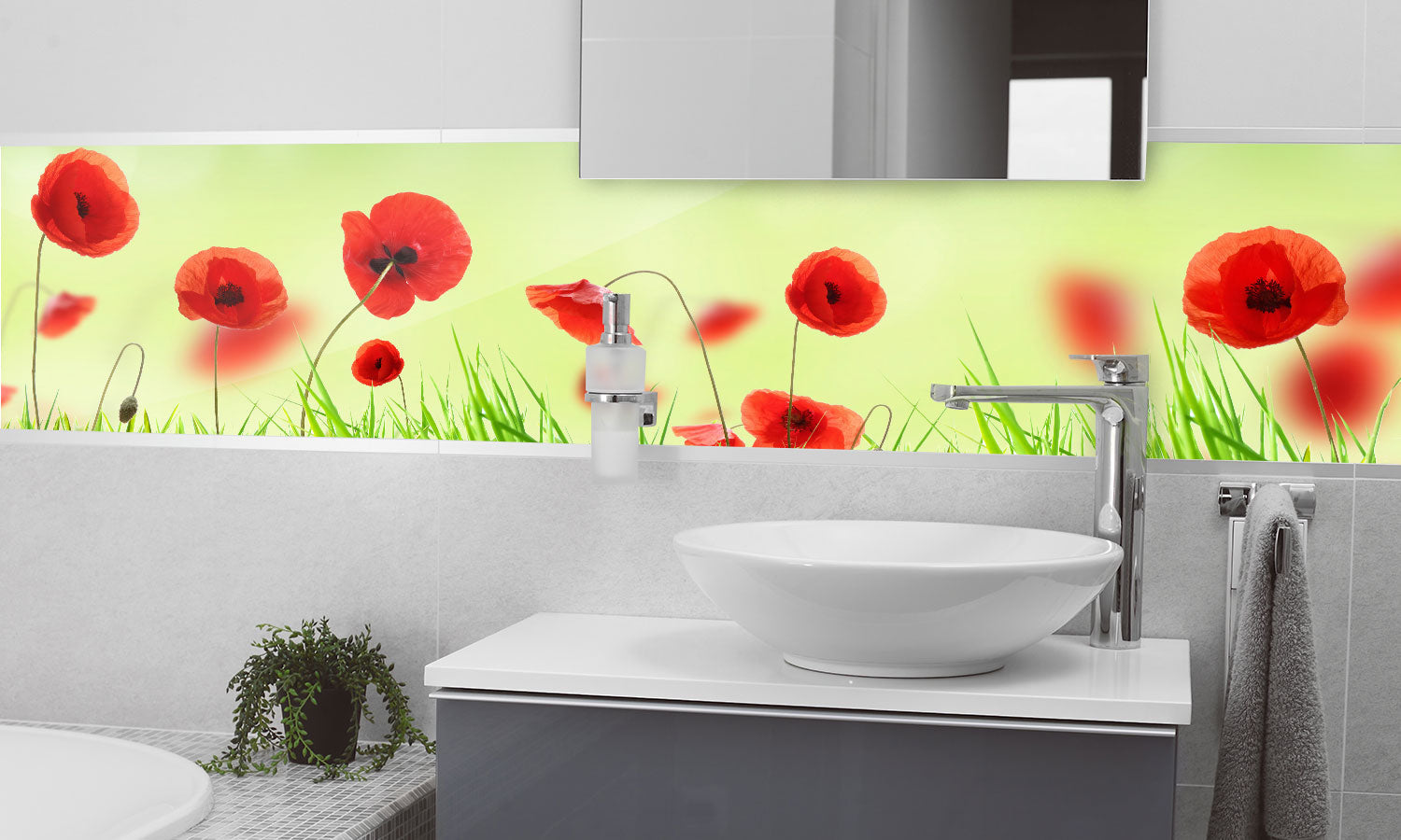 Stakla za kuhinje Poppy meadow - PVC plošče / Pleksi steklo - s tiskom za kuhinjo, Zidne obloge PKU300-Life-decor.si