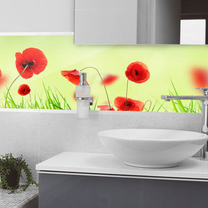 Stakla za kuhinje Poppy meadow - PVC plošče / Pleksi steklo - s tiskom za kuhinjo, Zidne obloge PKU300-Life-decor.si