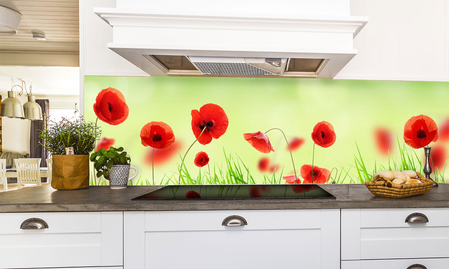 Stakla za kuhinje Poppy meadow - PVC plošče / Pleksi steklo - s tiskom za kuhinjo, Zidne obloge PKU300-Life-decor.si