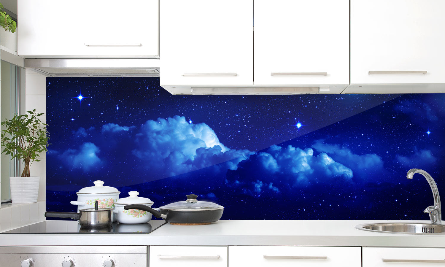 Stakla za kuhinje Starry sky - PVC plošče / Pleksi steklo - s tiskom za kuhinjo, Zidne obloge PKU273-Life-decor.si