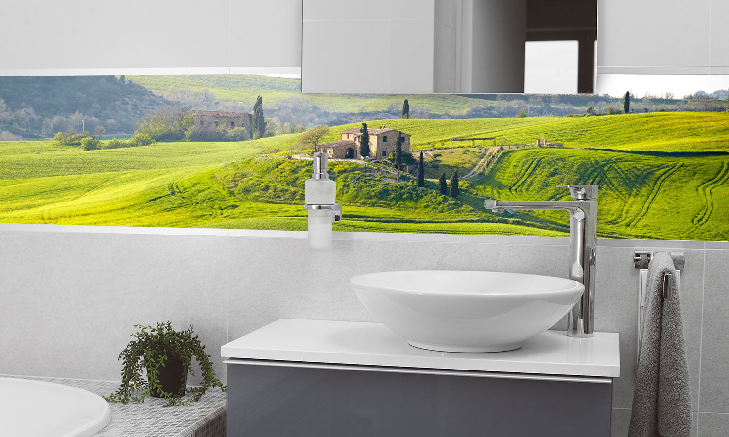 Stakla za kuhinje Tuscany landscape - PVC plošče / Pleksi steklo - s tiskom za kuhinjo, Zidne obloge PKU307-Life-decor.si