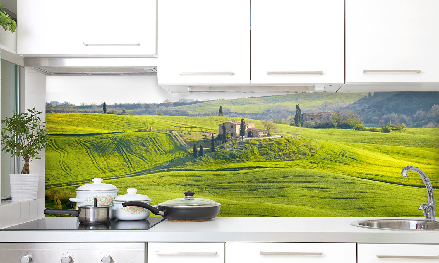 Stakla za kuhinje Tuscany landscape - PVC plošče / Pleksi steklo - s tiskom za kuhinjo, Zidne obloge PKU307-Life-decor.si