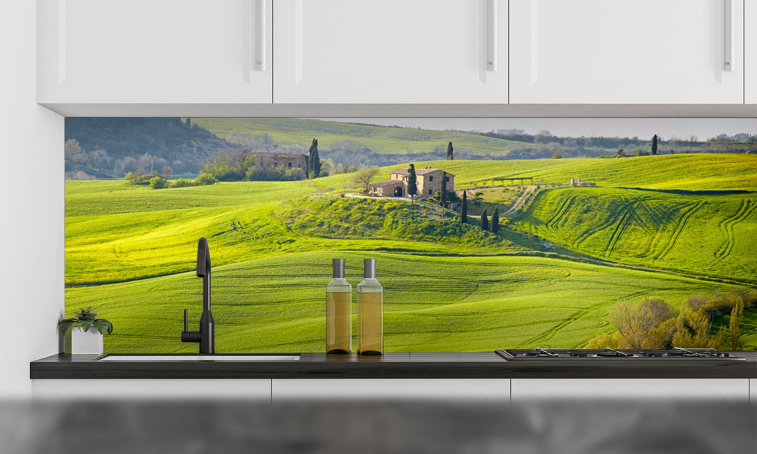 Stakla za kuhinje Tuscany landscape - PVC plošče / Pleksi steklo - s tiskom za kuhinjo, Zidne obloge PKU307-Life-decor.si