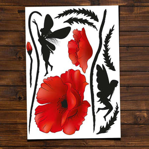 Stenske nalepke Mak, Poppy fairy - M32-Life-decor.si