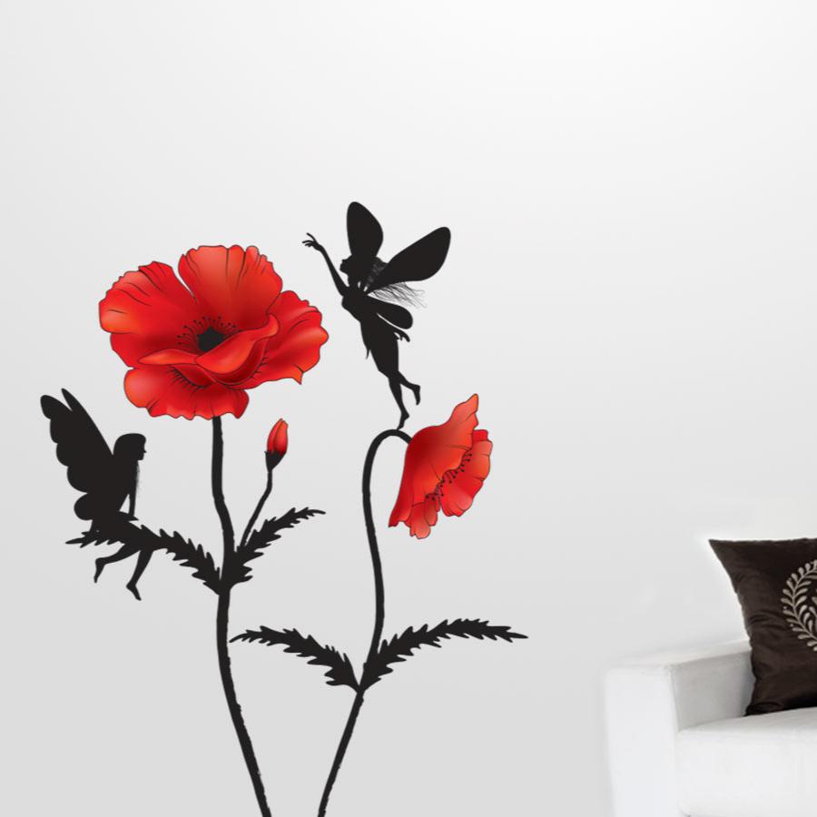 Stenske nalepke Mak, Poppy fairy - M32-Life-decor.si