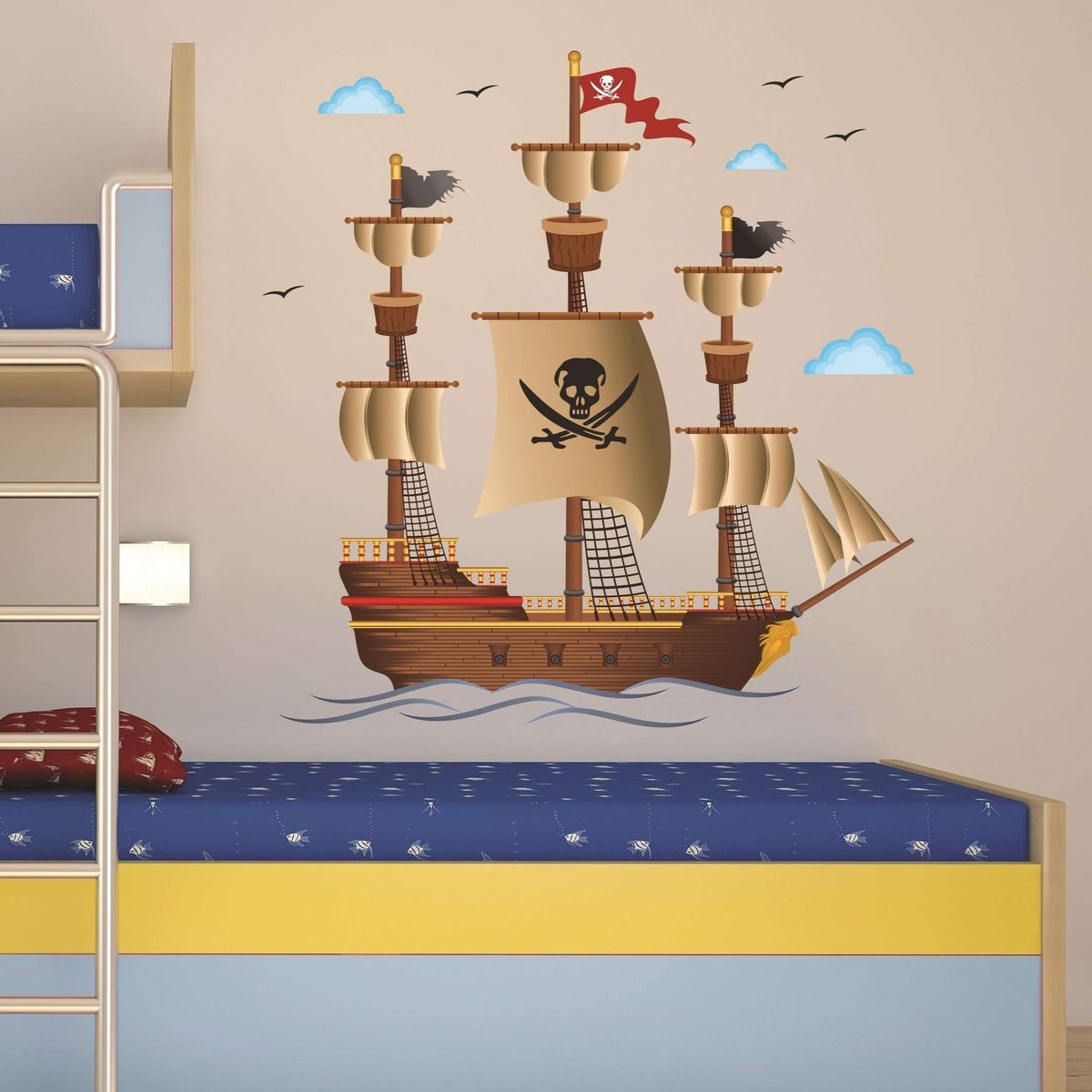 Stenske nalepke Pirate Ship - XWS001-Life-decor.si