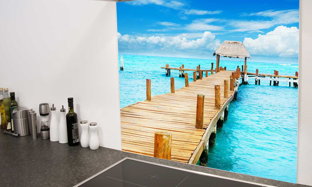 Zaštitnik od prskanja vodom Tropic Paradise , kaljeno staklo - KA006