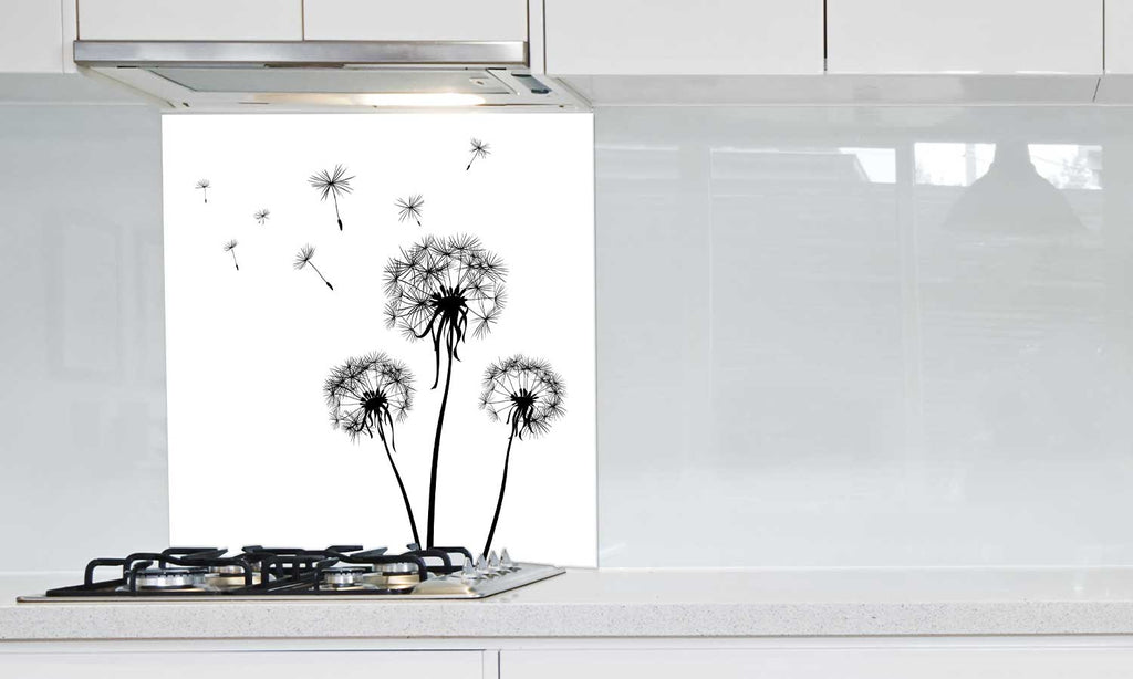 Zaštitnik od prskanja vodom Dandelions Black, kaljeno staklo - KA025