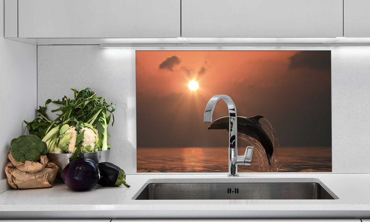 Zaštitnik od prskanja vodom Dolphins, kaljeno staklo - KA039