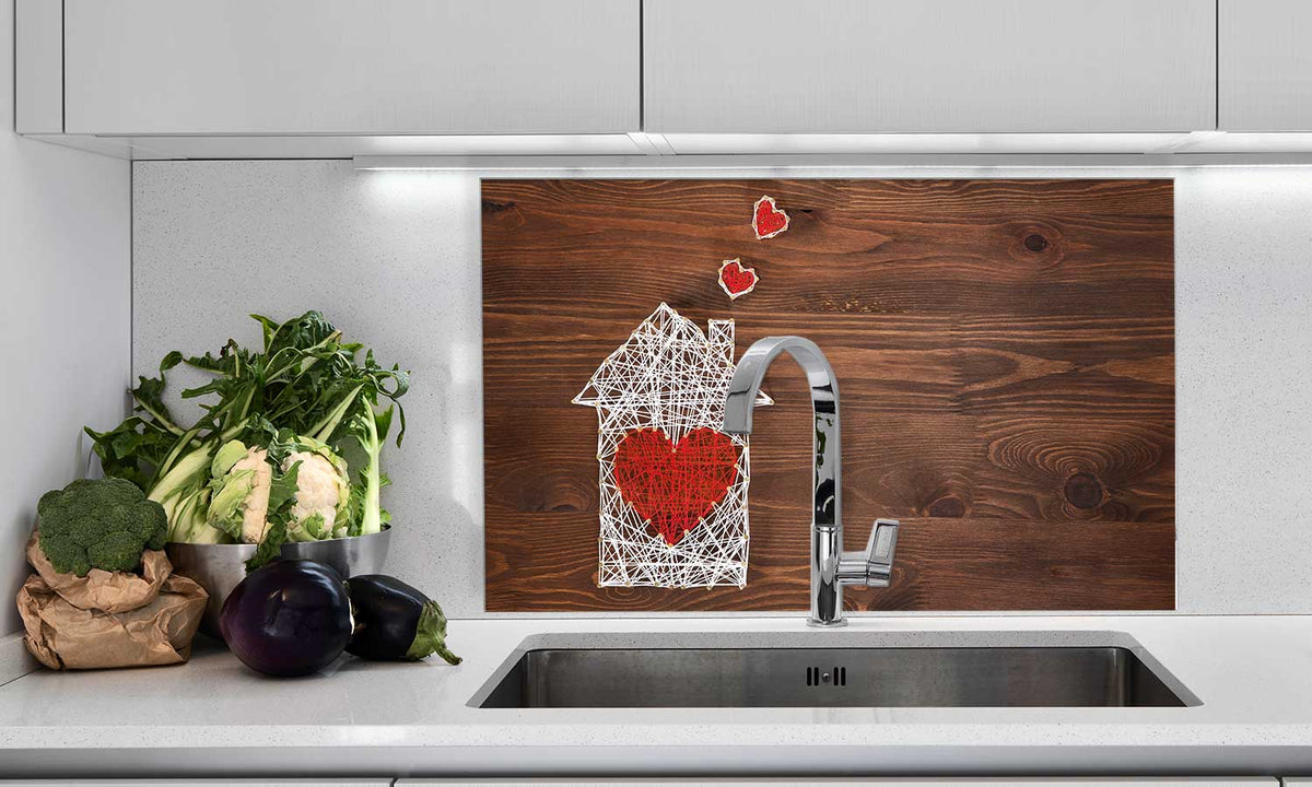 Zaštitnik od prskanja vodom Home sweet home, kaljeno staklo - KA091
