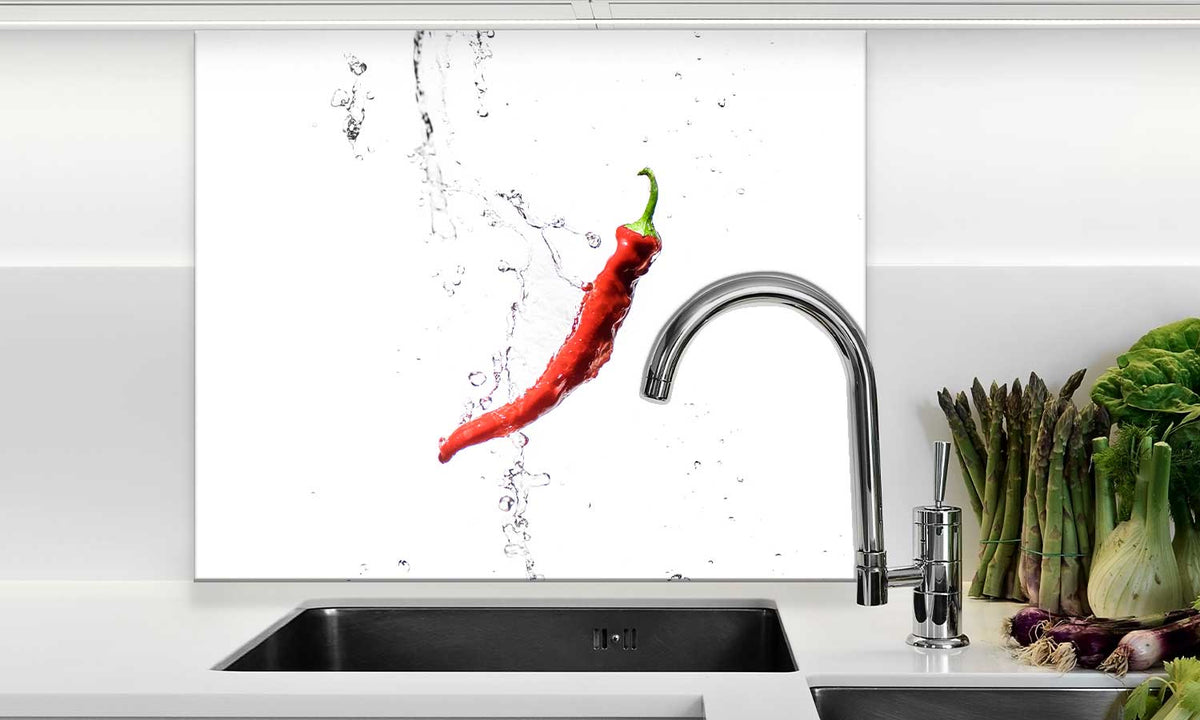 Zaštitnik od prskanja vodom Red hot chilli pepper, kaljeno staklo - KA066