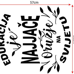 Zidni natpis Education is the most powerful weapon in the world - samoljepljive naljepnice, tekst, citati, tekstualne naljepnice.
