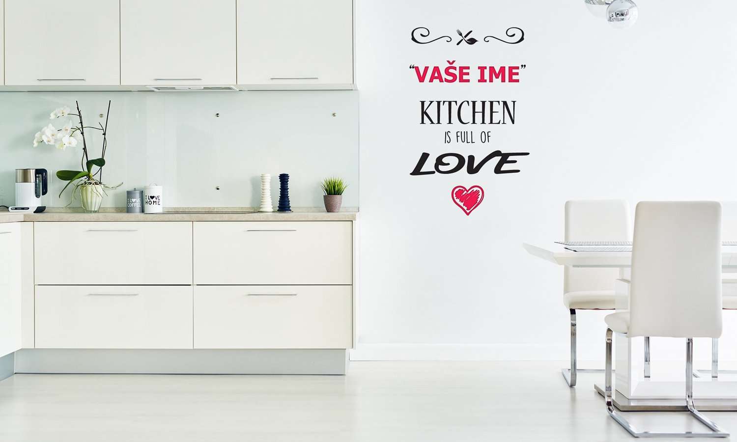 Zidni natpis Kitchen full of love - samoljepljive naljepnice, tekst, citati, tekstualne naljepnice.