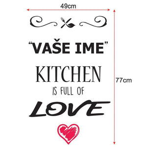 Zidni natpis Kitchen full of love - samoljepljive naljepnice, tekst, citati, tekstualne naljepnice.