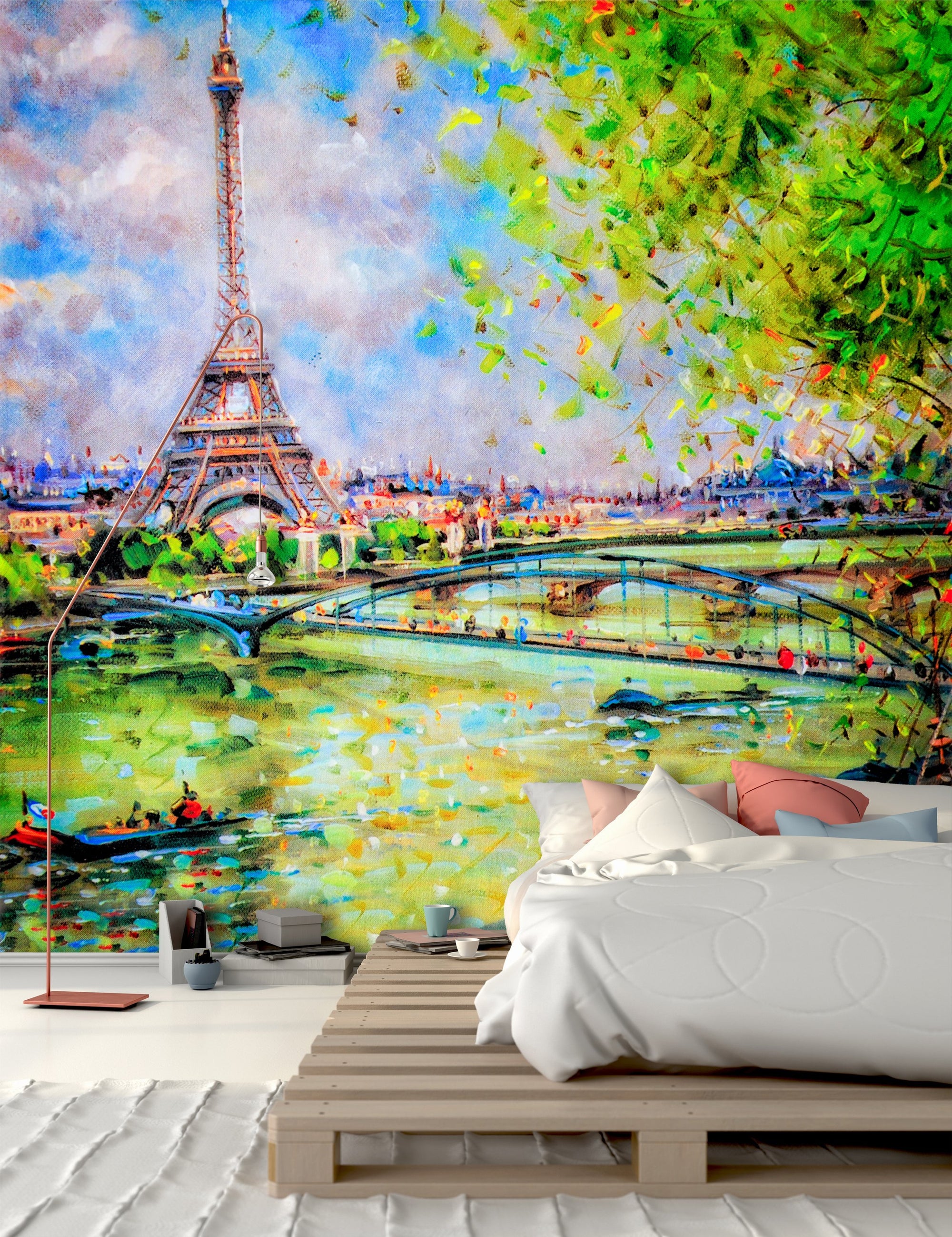 Samolepilne stenske tapete  Colorful painting of Eiffel SW197