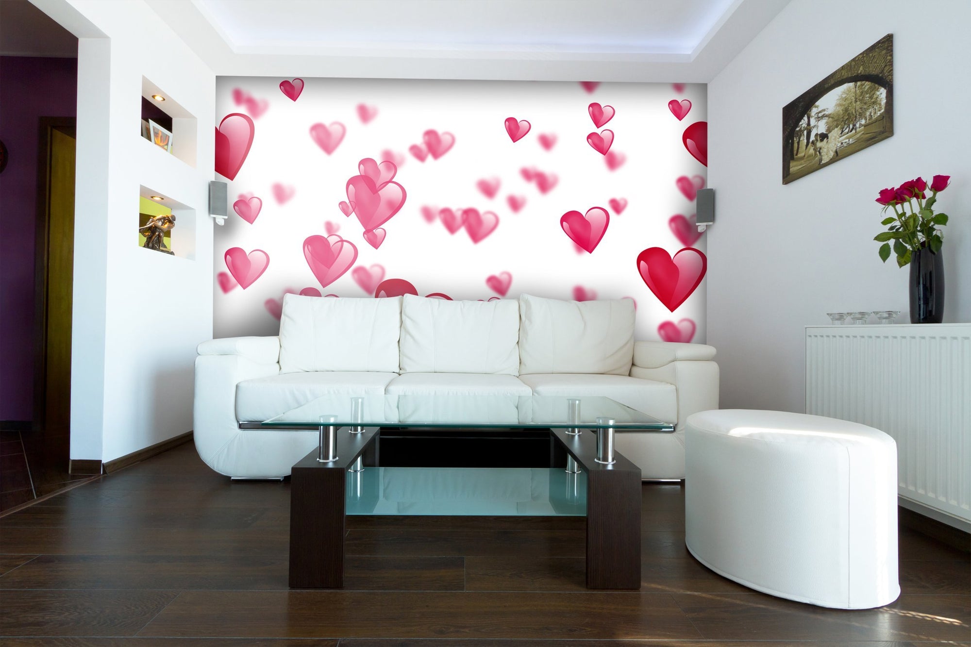 Samolepilne stenske tapete  Pink hearts SW051