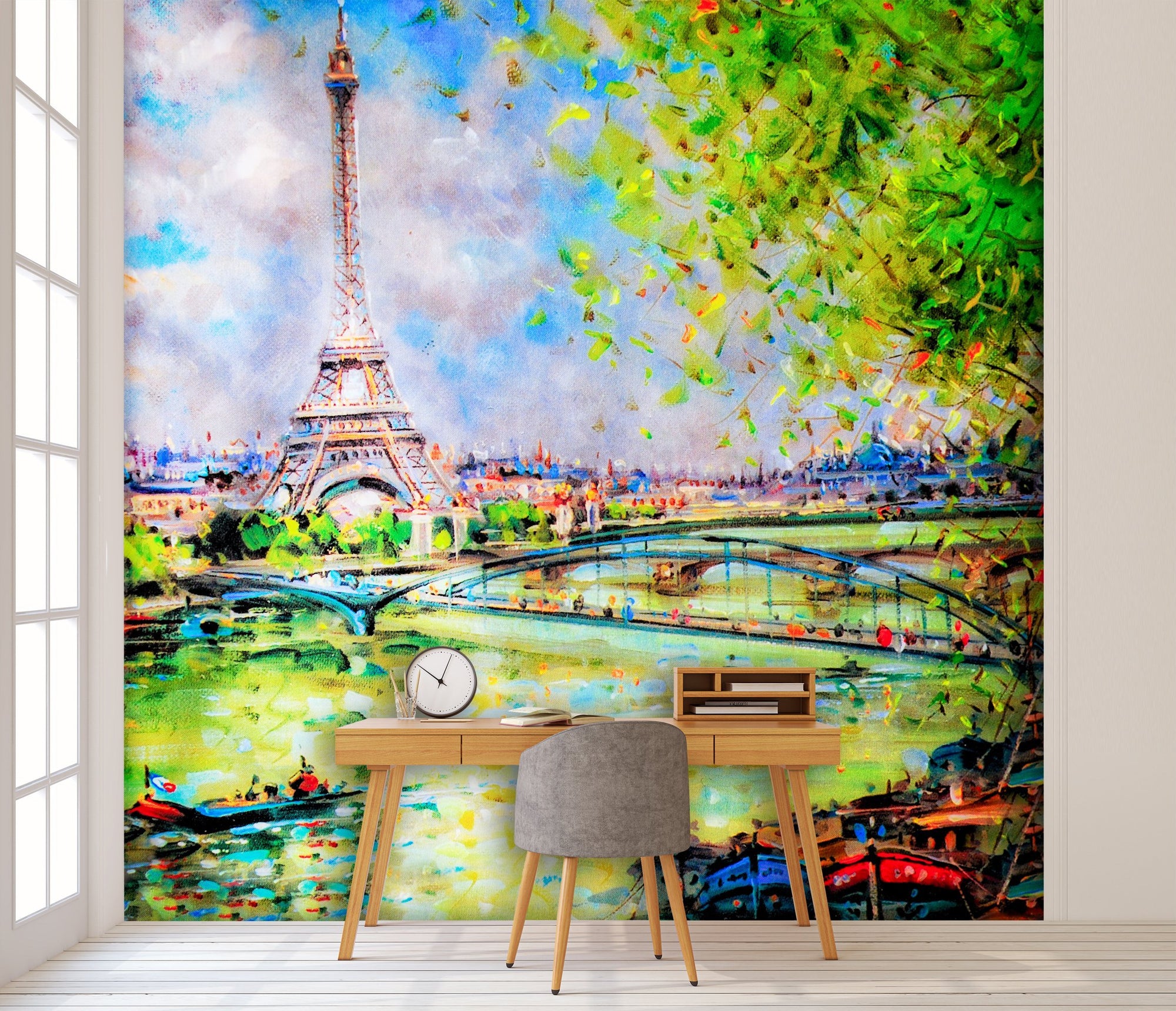 Samolepilne stenske tapete  Colorful painting of Eiffel SW197