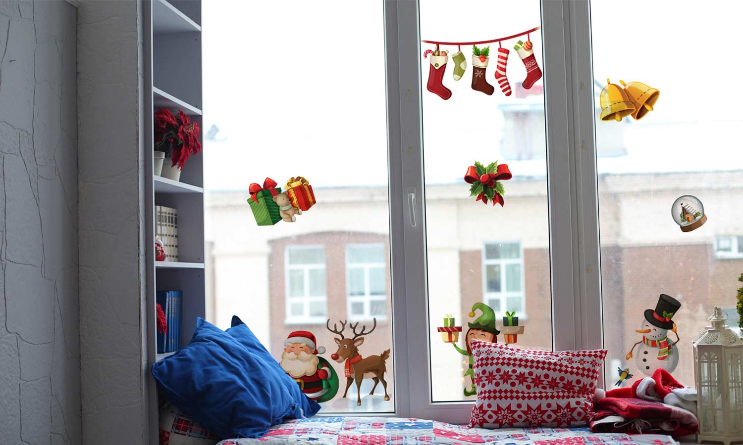 Božične nalepke za okna Božični duh - Dekoracija za okna WLB005 - Life-decor.si