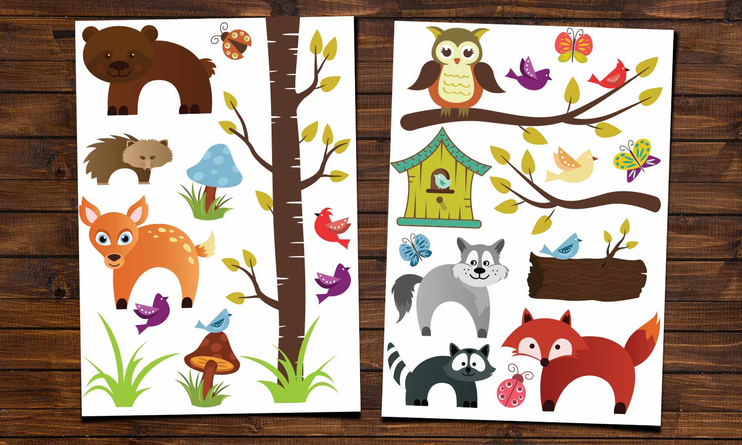 Stenske nalepke za otroške sobe Gozdne živali - WS064