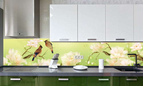 Kuhinjski paneli Bird Paradise  - Stekleni / PVC plošče / Pleksi steklo - s tiskom za kuhinjo, Stenske obloge PKU011 - Life-decor.si