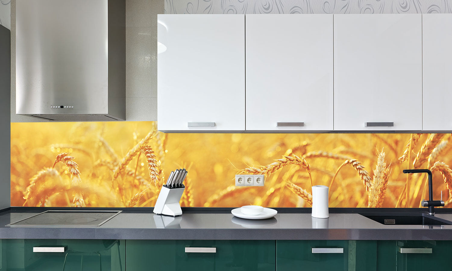Kuhinjski paneli  Wheat field - Stekleni / PVC plošče / Pleksi steklo - s tiskom za kuhinjo, Stenske obloge PKU017 - Life-decor.si