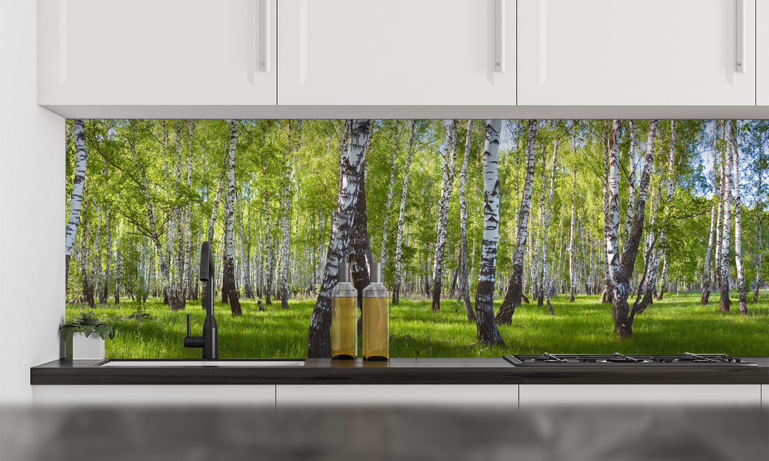 Kuhinjski paneli  Forest landscape - Stekleni / PVC plošče / Pleksi steklo - s tiskom za kuhinjo, Stenske obloge PKU020 - Life-decor.si